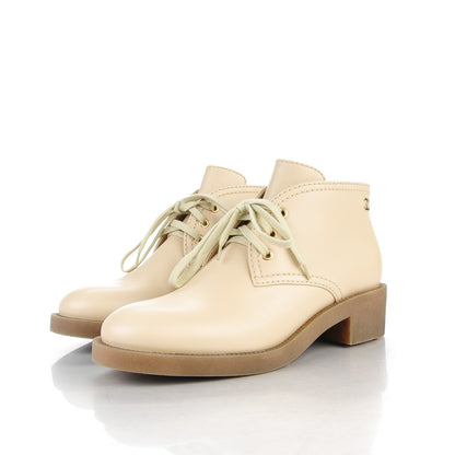 Chanel Calfskin Lace Up CC Boots 40.5 Beige 3 of 10