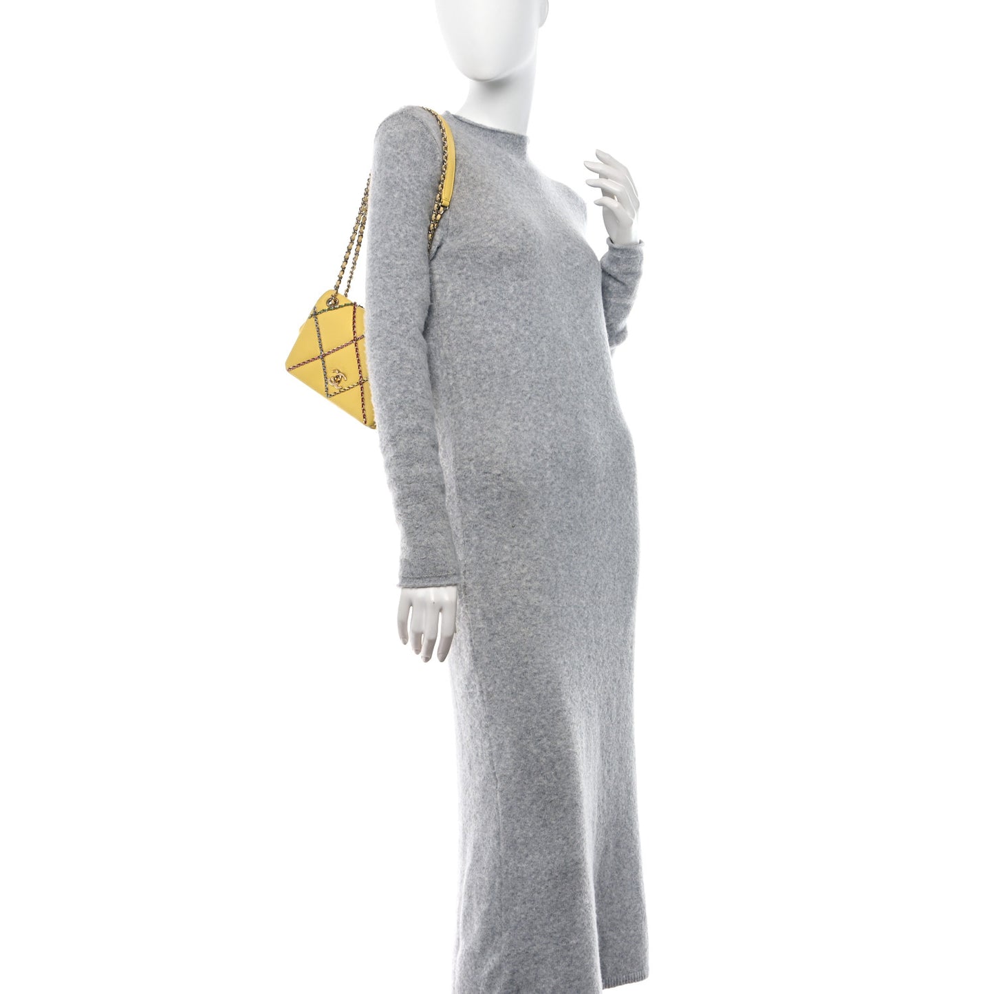 Lambskin Small Entwined Chain Flap Yellow Multicolor