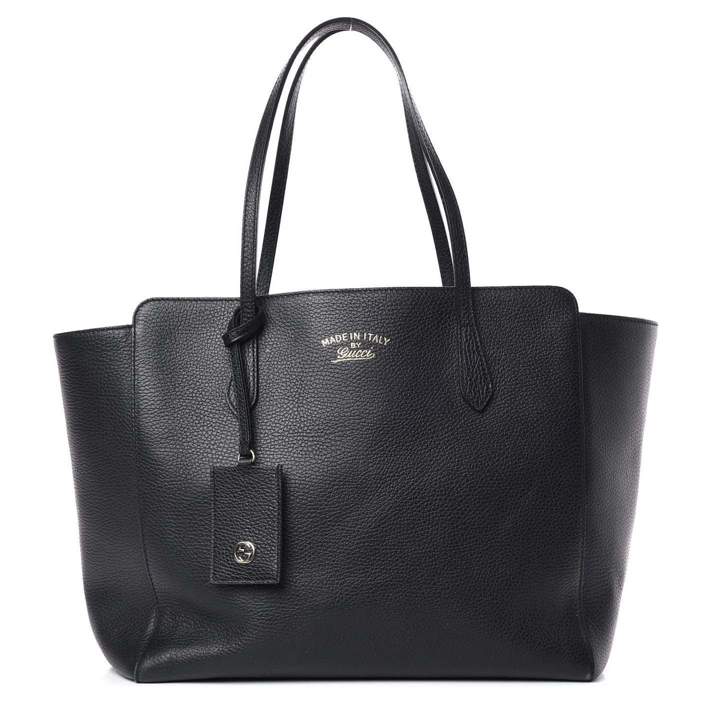 Pebbled Calfskin Medium Swing Tote Black