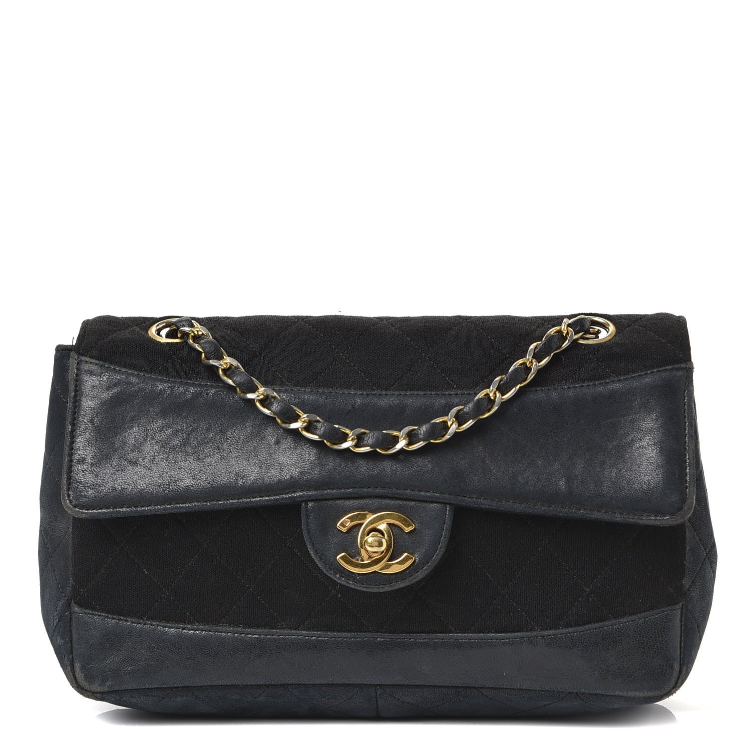 Chanel Lambskin Jersey Quilted Small Single Flap Dark Blue 1 of 11