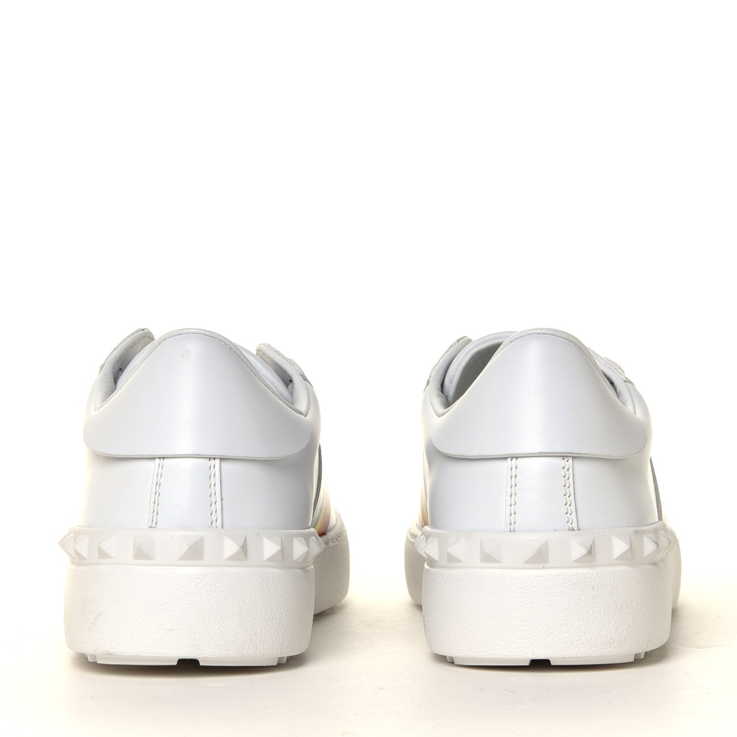 Valentino Garavani Calfskin Rainbow Printed Rockstud Open Sneakers 40 White Multicolor 10 of 16