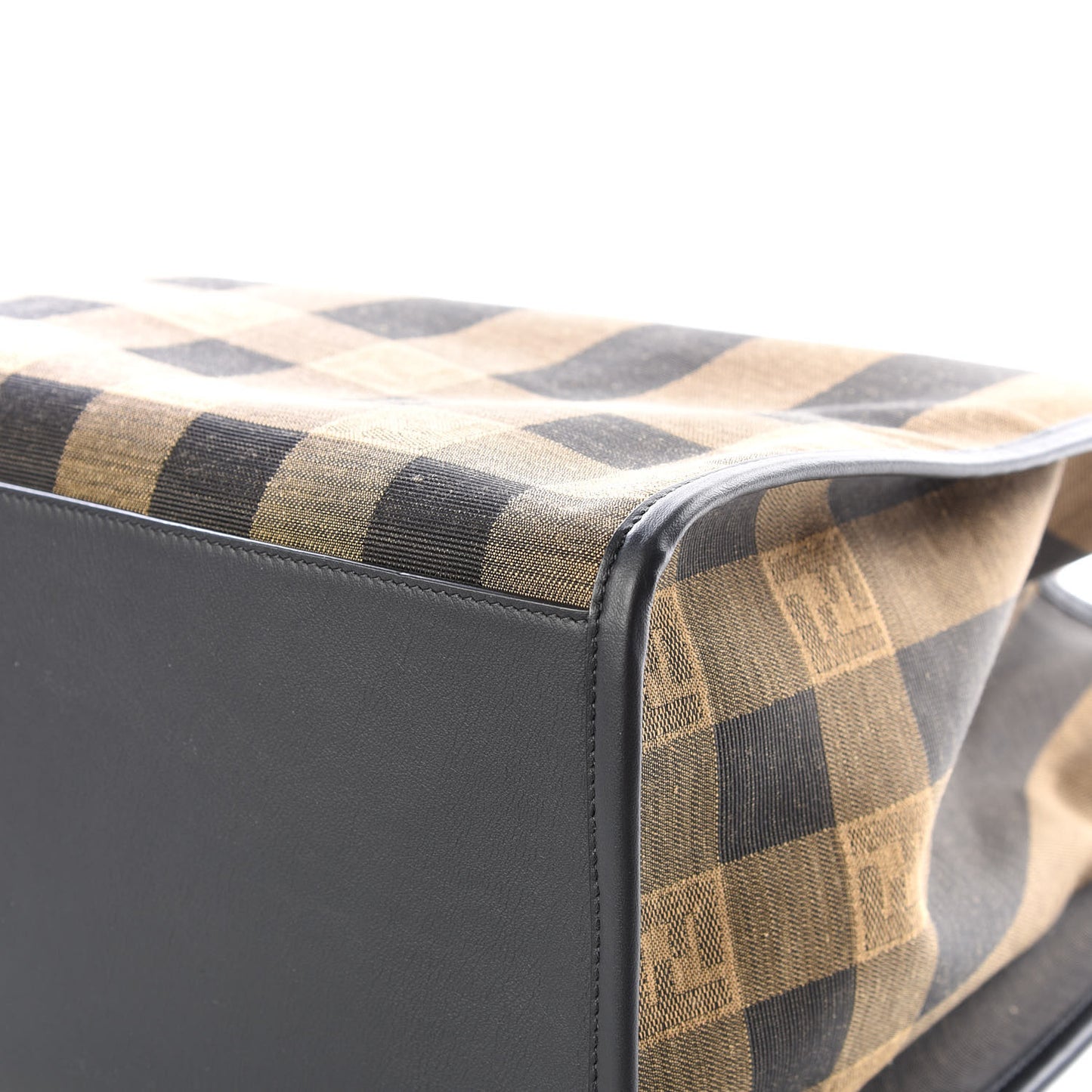 Fabric Jacquard Vitello Seta Plexiglass Pequin Gingham Large Fendi Sunshine Shopper Tote Tobacco Moro Black