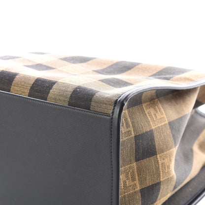 Fendi Fabric Jacquard Vitello Seta Plexiglass Pequin Gingham Large Fendi Sunshine Shopper Tote Tobacco Moro Black 6 of 11
