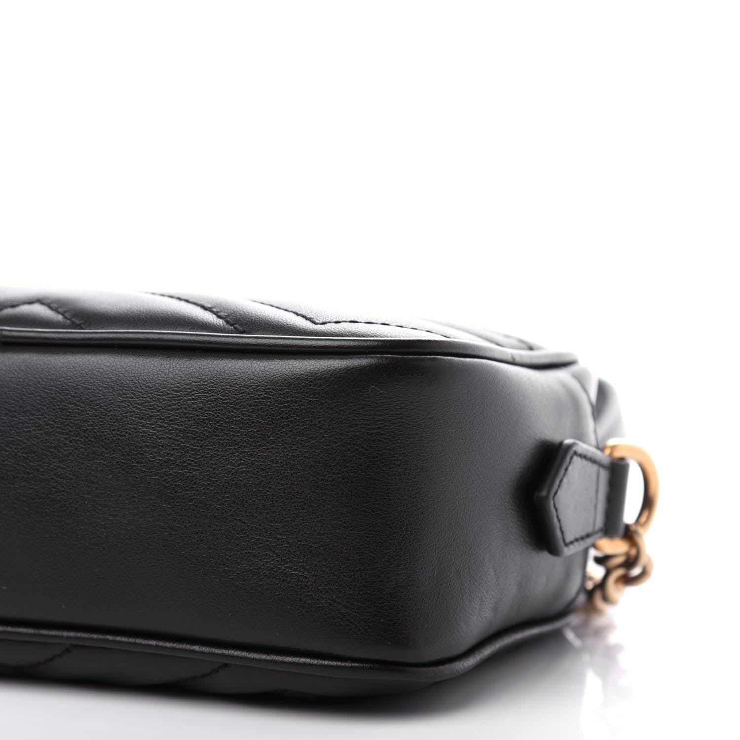 Gucci Calfskin Matelasse Mini GG Marmont Chain Shoulder Bag Black 9 of 10