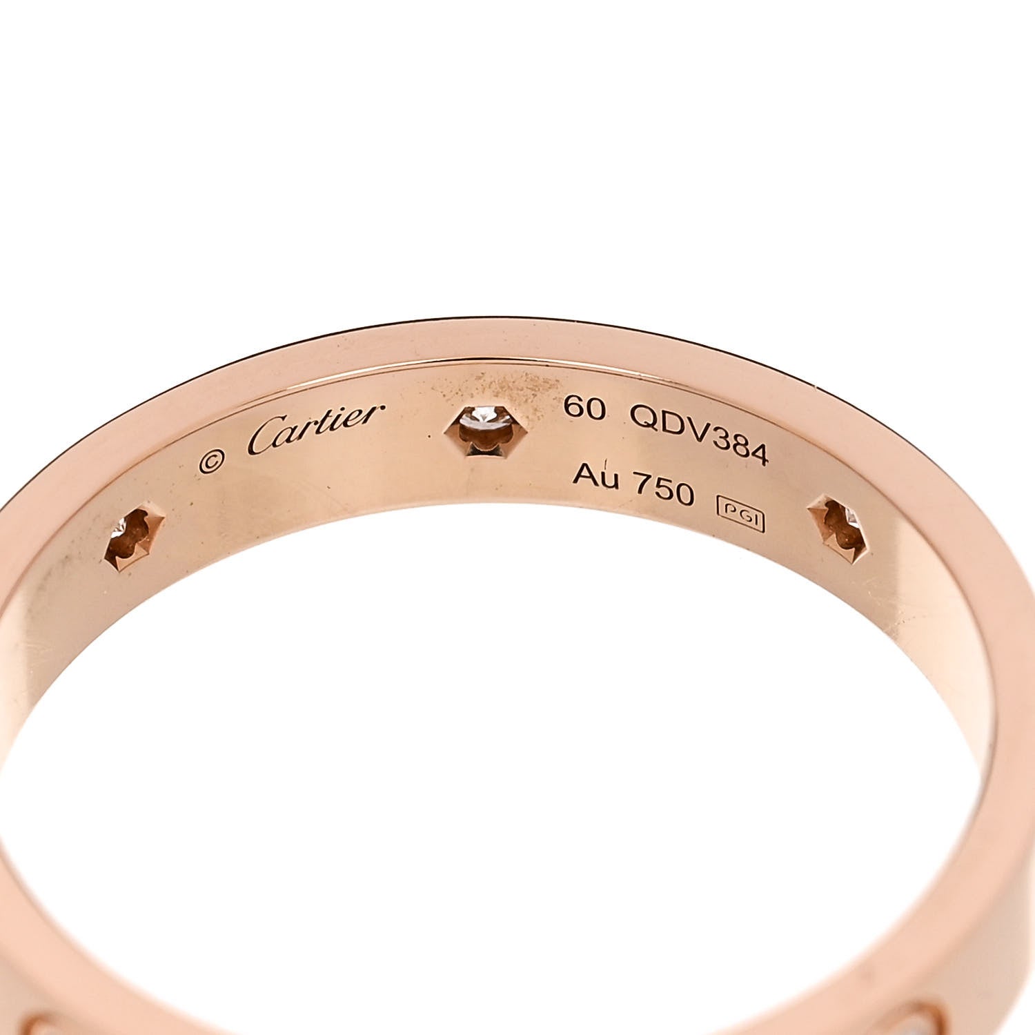 Cartier 18K Pink Gold 8 Diamond 4mm LOVE Wedding Band Ring 60 9 4 of 4