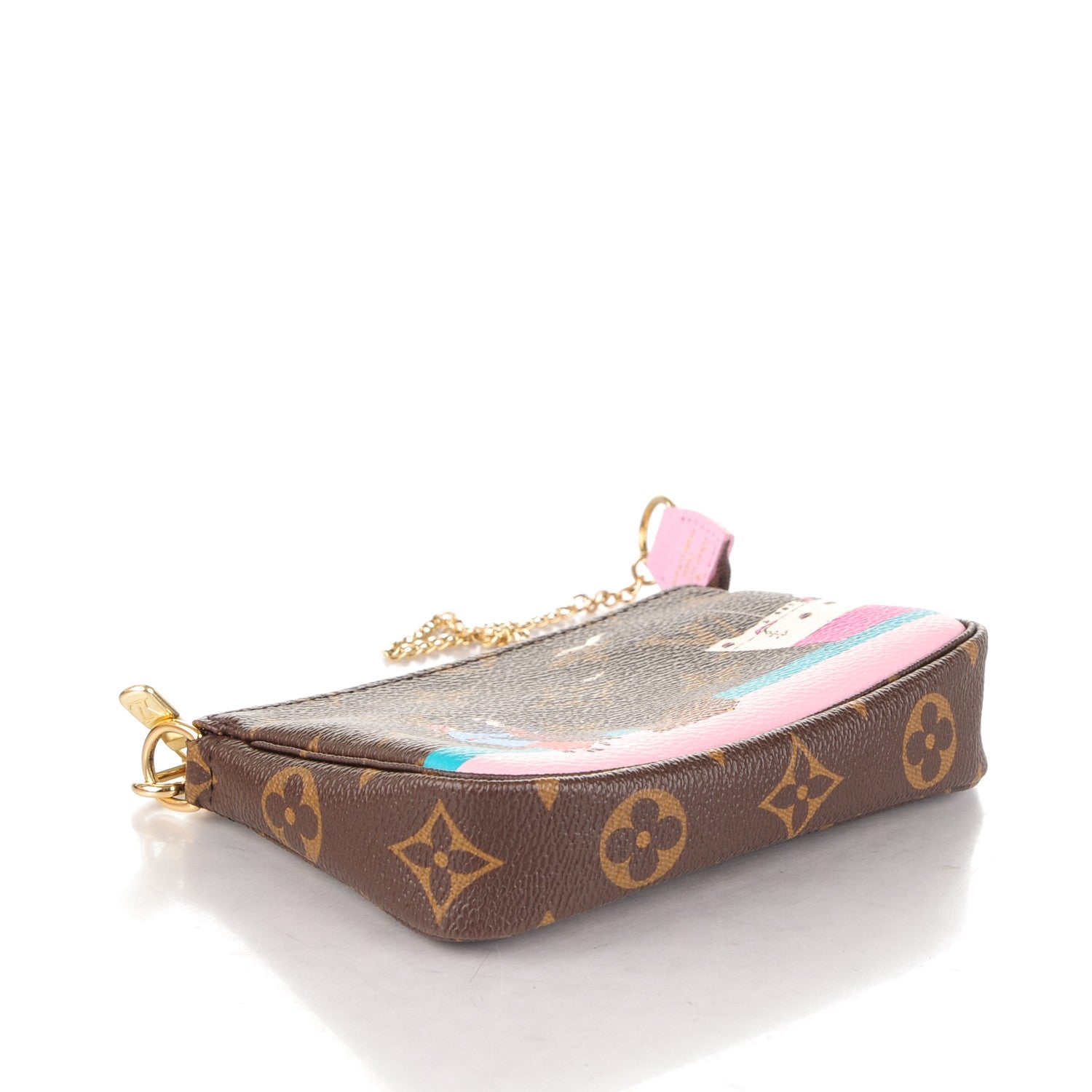 Louis Vuitton Monogram 2016 Christmas Animation Mini Pochette Accessories Rose Ballerine 4 of 7