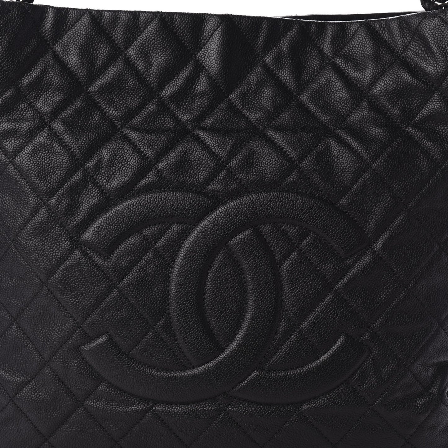 Caviar Quilted Expandable Zip Shoulder Bag Black
