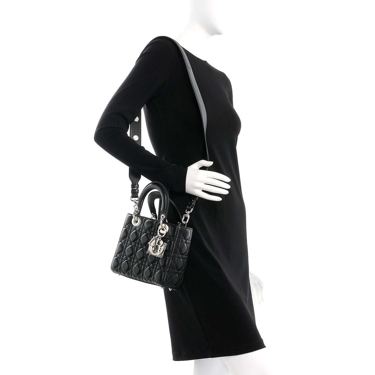 Lambskin Cannage Small Lucky Badges My Lady Dior Black