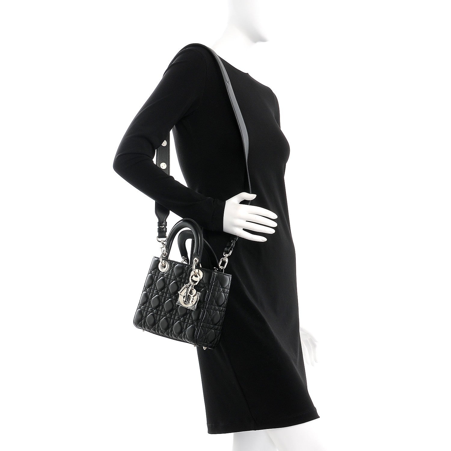 Christian Dior Lambskin Cannage Small Lucky Badges My Lady Dior Black 3 of 10