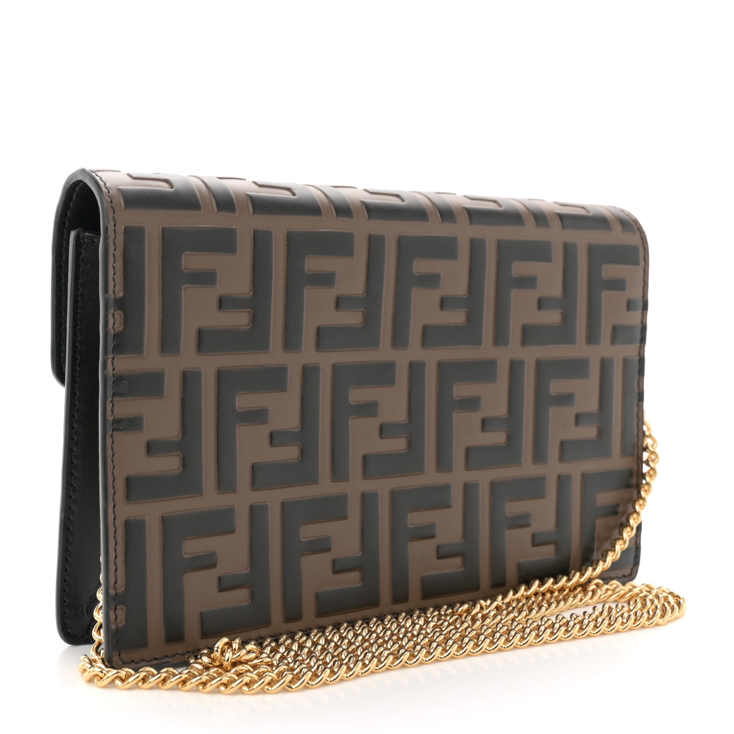Vitello Cruise F is Fendi Bi-Color FF 1974 Embossed Medium Envelope Wallet On Chain Aspargo Maya Black Maya