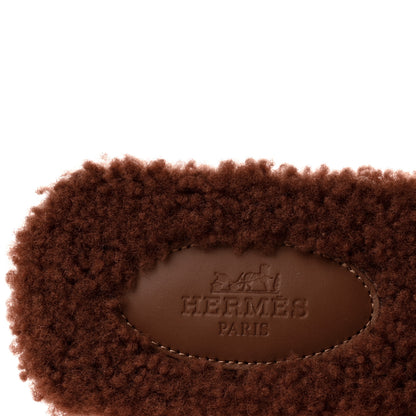 Hermes Woolskin Oran Sandals 39 Cognac 7 of 8