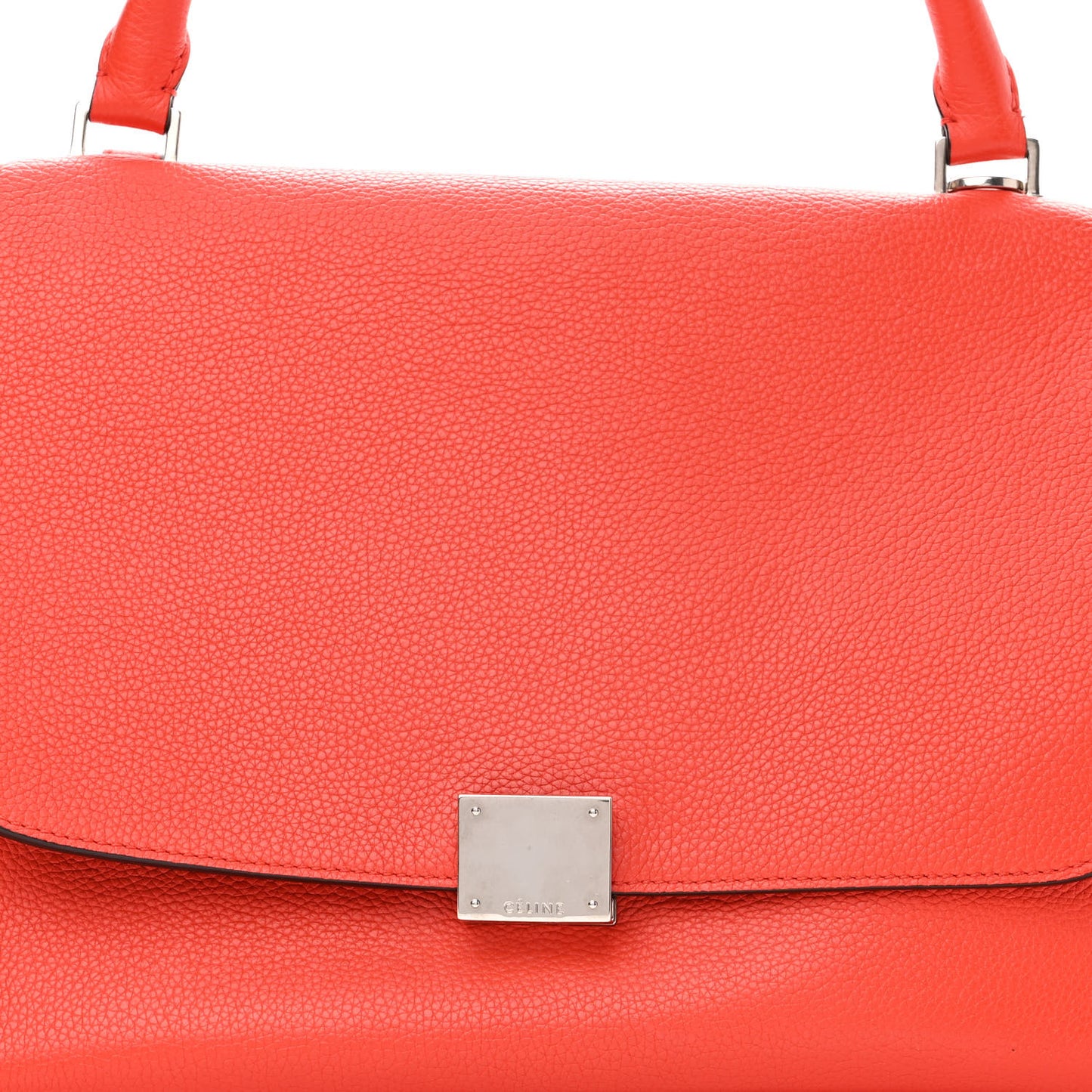 Drummed Calfskin Suede Medium Trapeze Vermillion