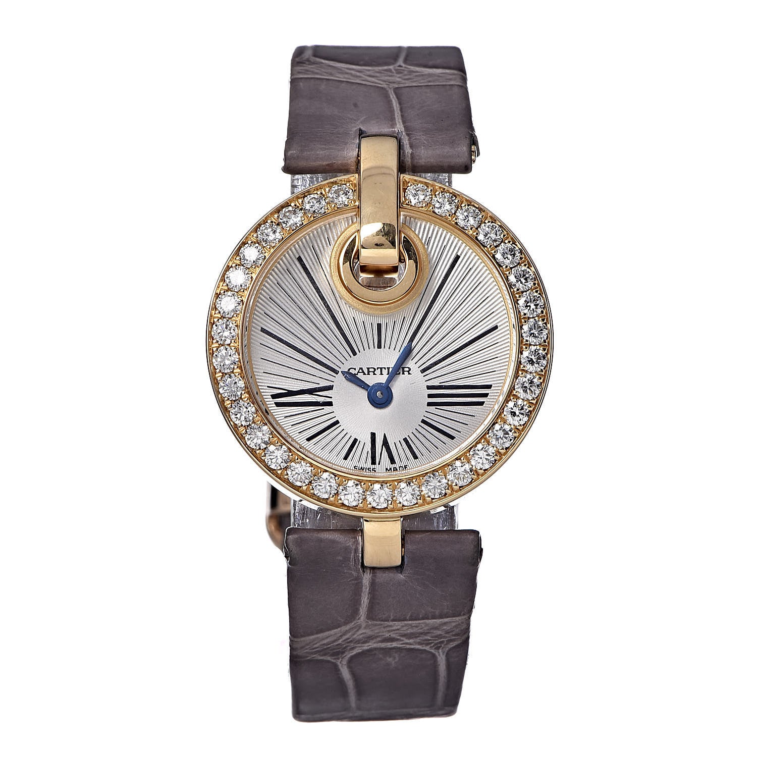 Cartier 18K Yellow Gold Alligator Diamond Bezel 27mm Captive De Cartier Quartz Watch Grey 1 of 8