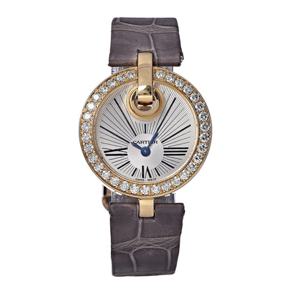Cartier 18K Yellow Gold Alligator Diamond Bezel 27mm Captive De Cartier Quartz Watch Grey 1 of 8