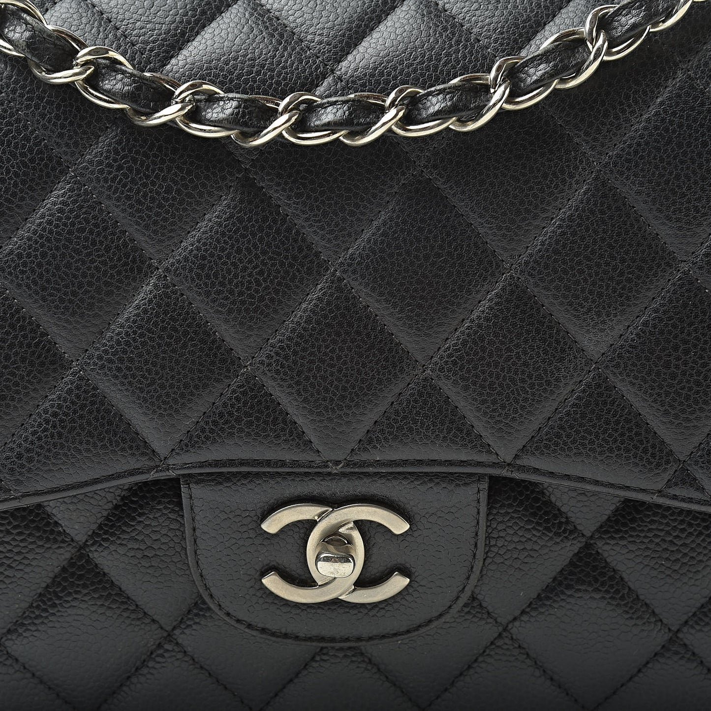 Caviar Quilted Jumbo Double Flap Black