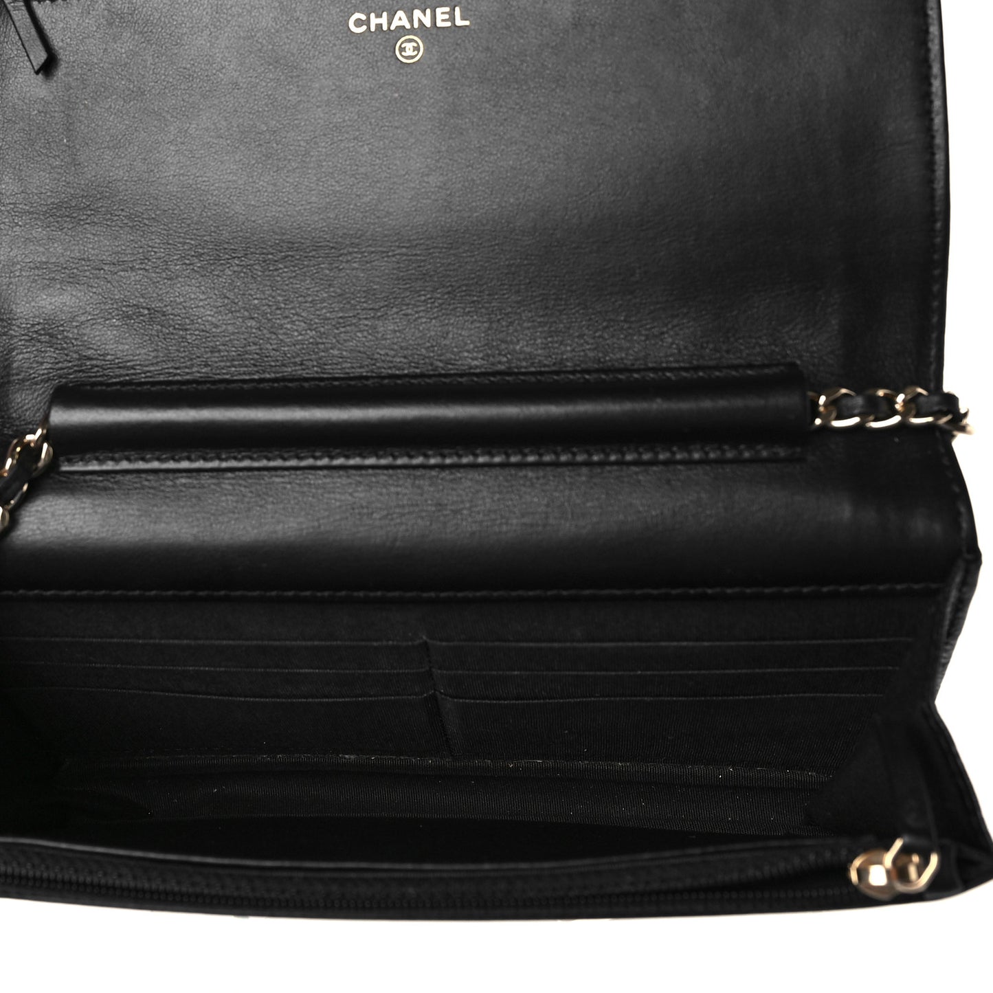 Caviar Camellia Embossed Wallet On Chain WOC Black