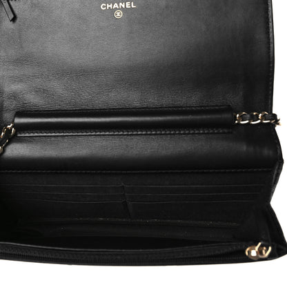 Chanel Caviar Camellia Embossed Wallet On Chain WOC Black 5 of 9
