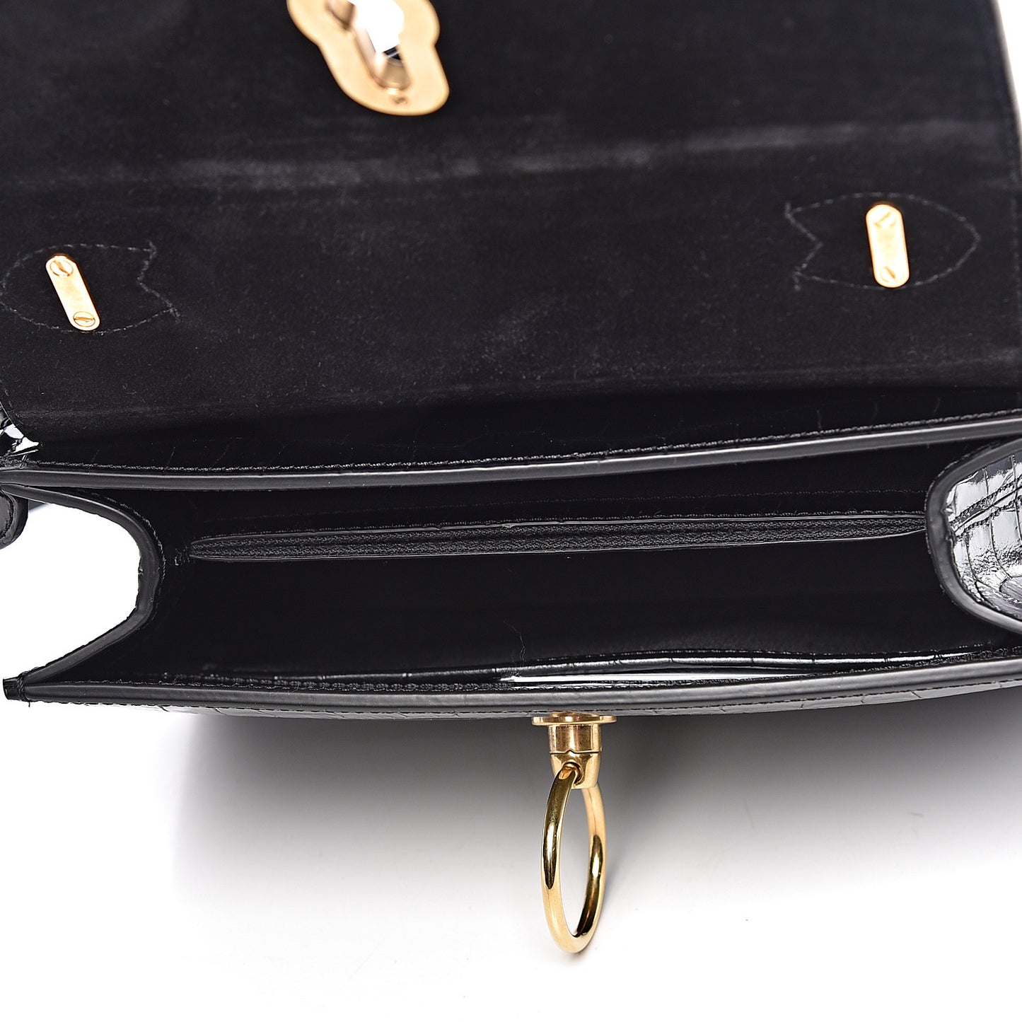 Calfskin Crocodile Embossed Mini Seaton Black