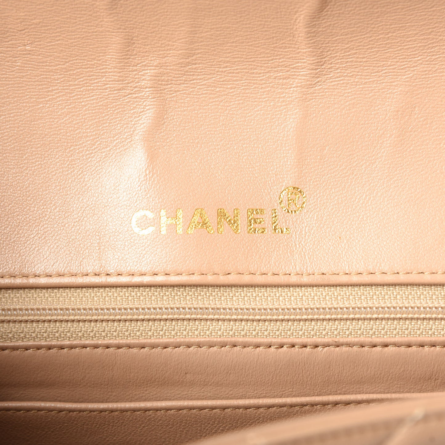 Lambskin Quilted Medium Single Flap Beige