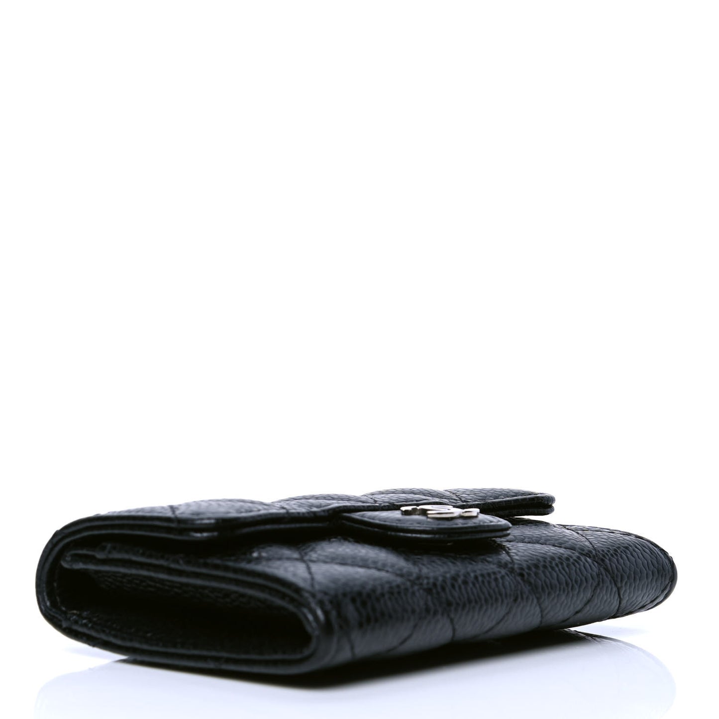 Caviar Quilted Flap Card Holder Black