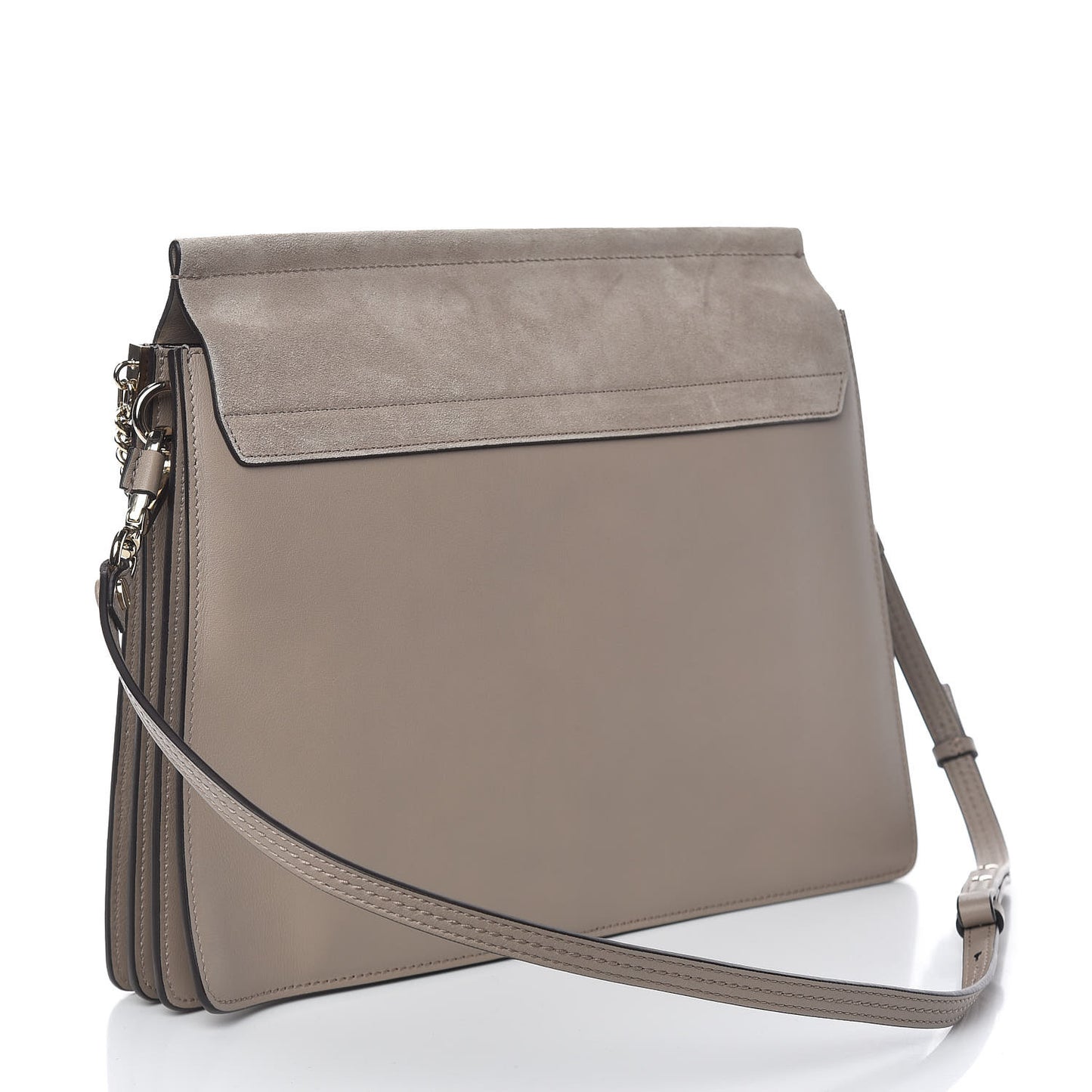 Calfskin Suede Medium Faye Shoulder Bag Motty Grey