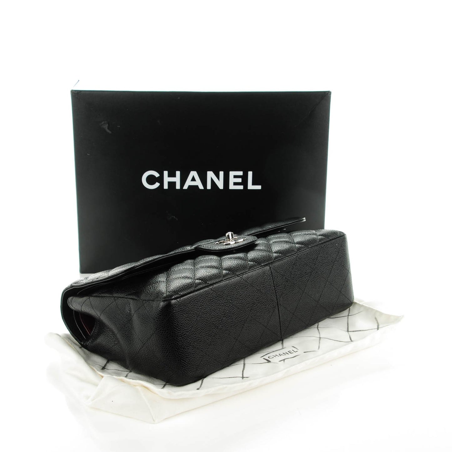 Caviar Quilted Jumbo Double Flap Black