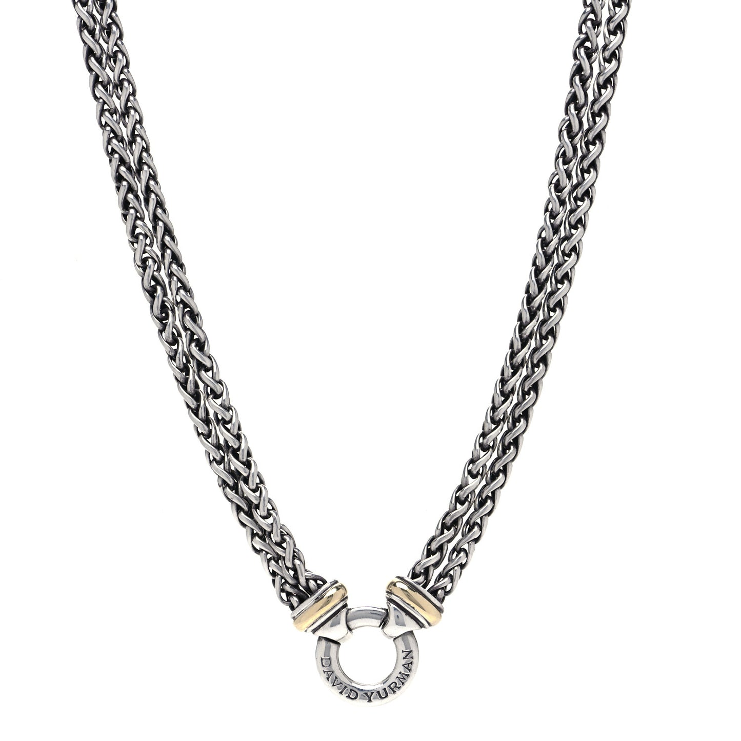Sterling Silver 18K Yellow Gold 8mm Double Wheat Chain Necklace