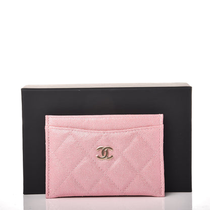 Chanel Iridescent Caviar Quilted Card Holder Rose Pink 9 of 9