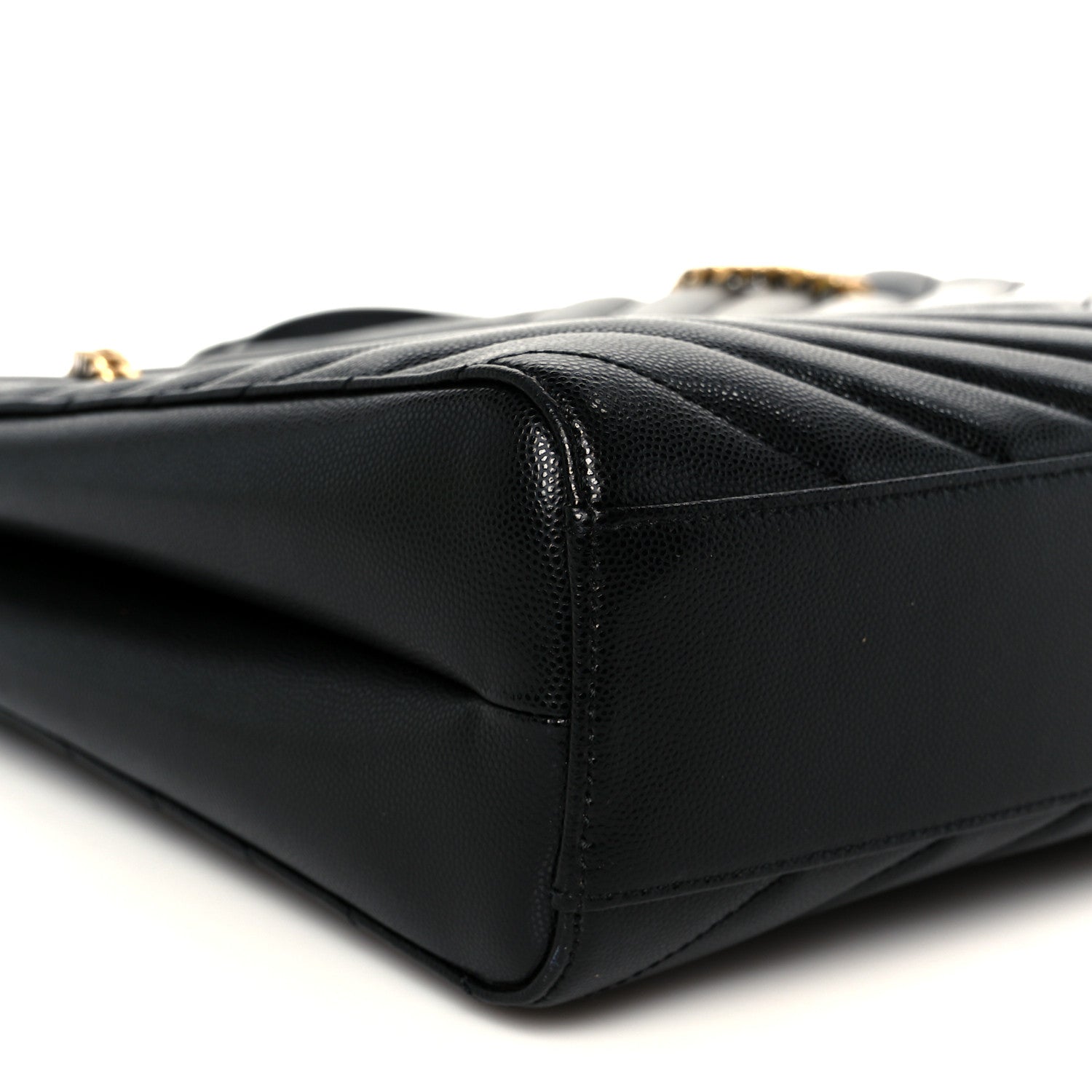Saint Laurent Grain de Poudre Matelasse Chevron Medium Tribeca Shopping Bag Black 11 of 12
