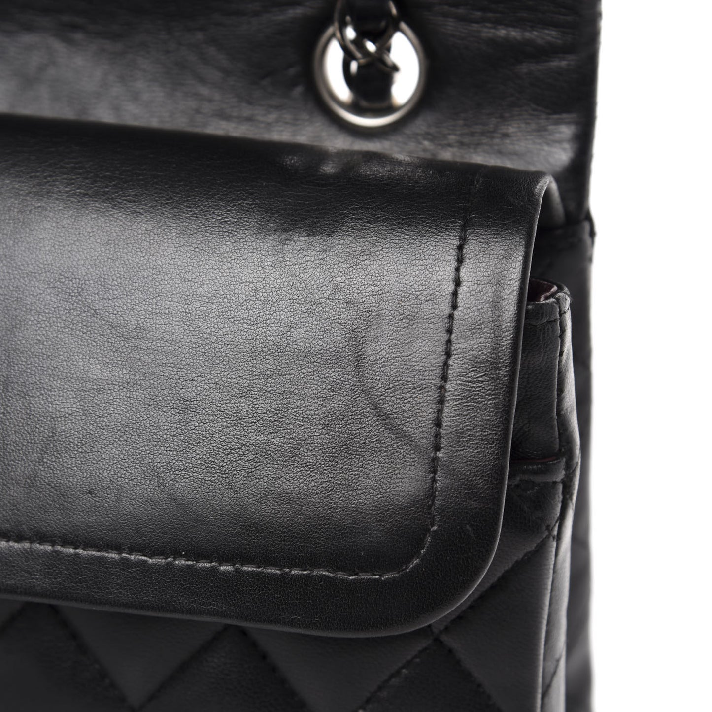 Lambskin Quilted Medium Double Flap Black