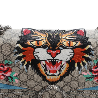 Gucci GG Supreme Monogram Angry Cat Embroidered Medium Dionysus Shoulder Bag Beige Ultramarine 7 of 7