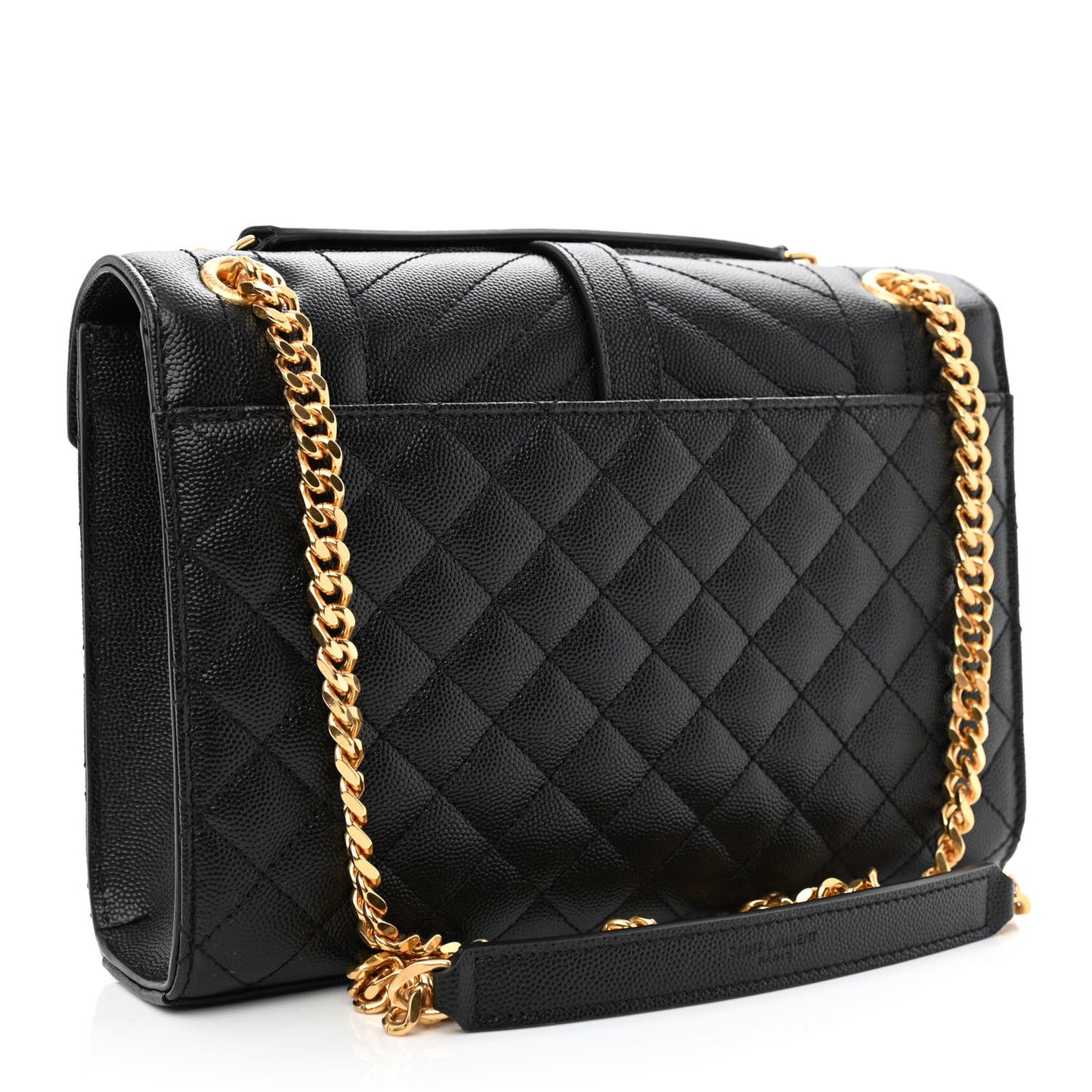 Grain De Poudre Textured Mixed Matelasse Triquilt Medium Monogram Satchel Black