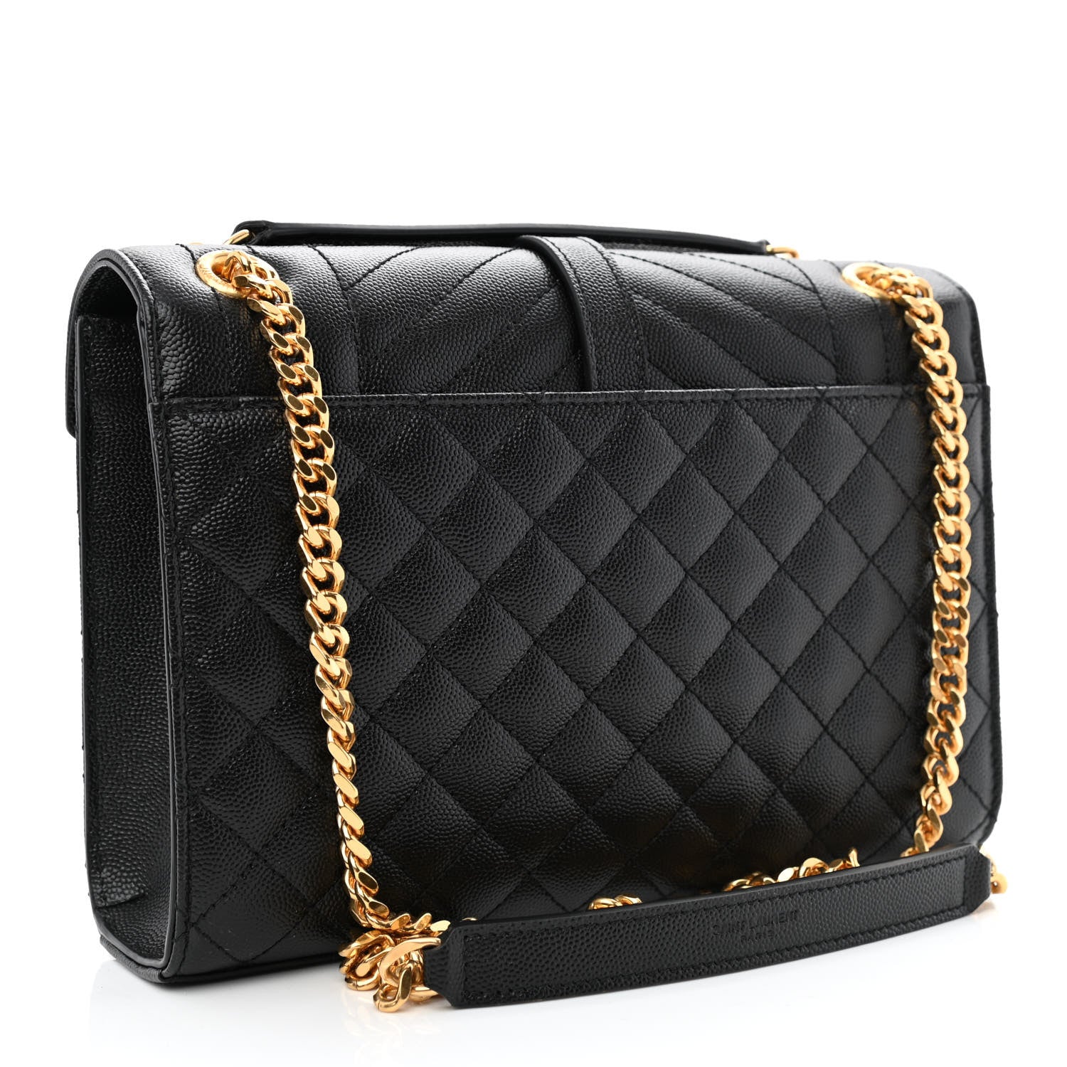 Saint Laurent Grain De Poudre Textured Mixed Matelasse Triquilt Medium Monogram Satchel Black 3 of 11