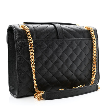 Saint Laurent Grain De Poudre Textured Mixed Matelasse Triquilt Medium Monogram Satchel Black 3 of 11