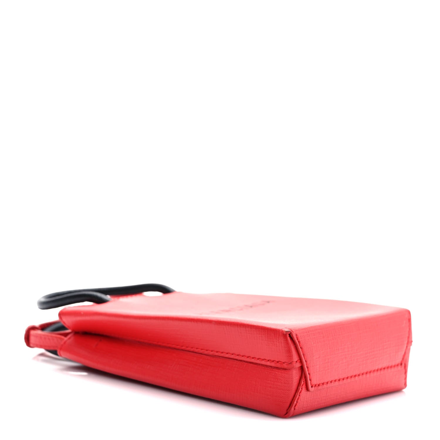 Balenciaga Squared Calfskin Logo Shopping Phone Holder Bag Red 4 of 9