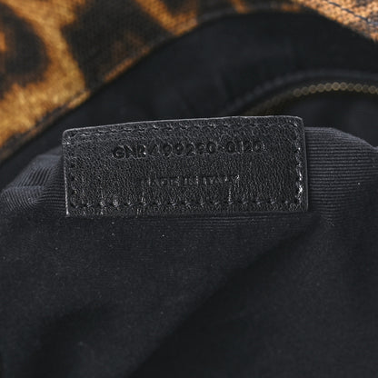 Saint Laurent Canvas Calfskin Leopard Print Rive Gauche Noe Tote Natural Black 7 of 11