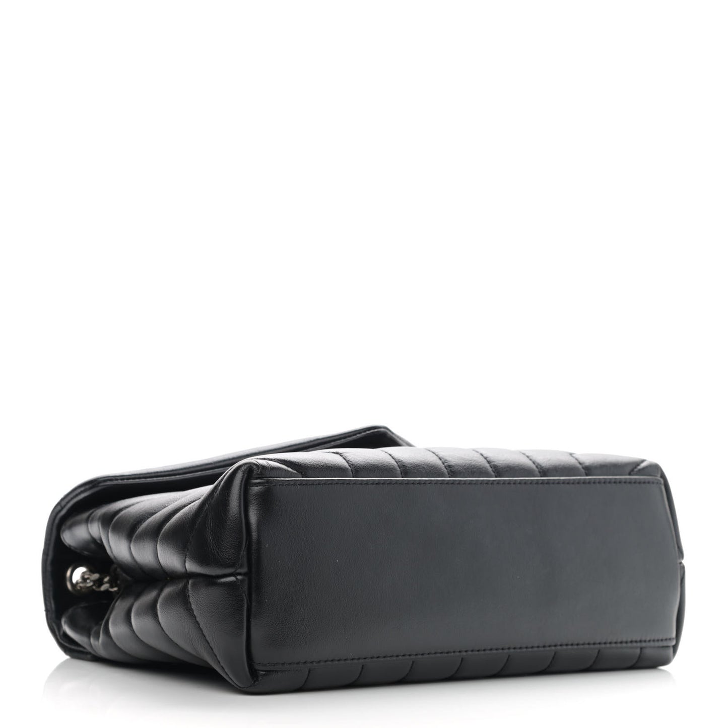 Calfskin Y Quilted Monogram Small Loulou Chain Satchel Black