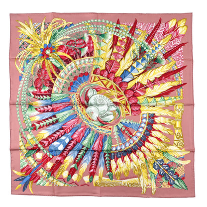 Hermes Silk Danse Pacifique Scarf 90 Vieux Rose Vert Jaune 1 of 3