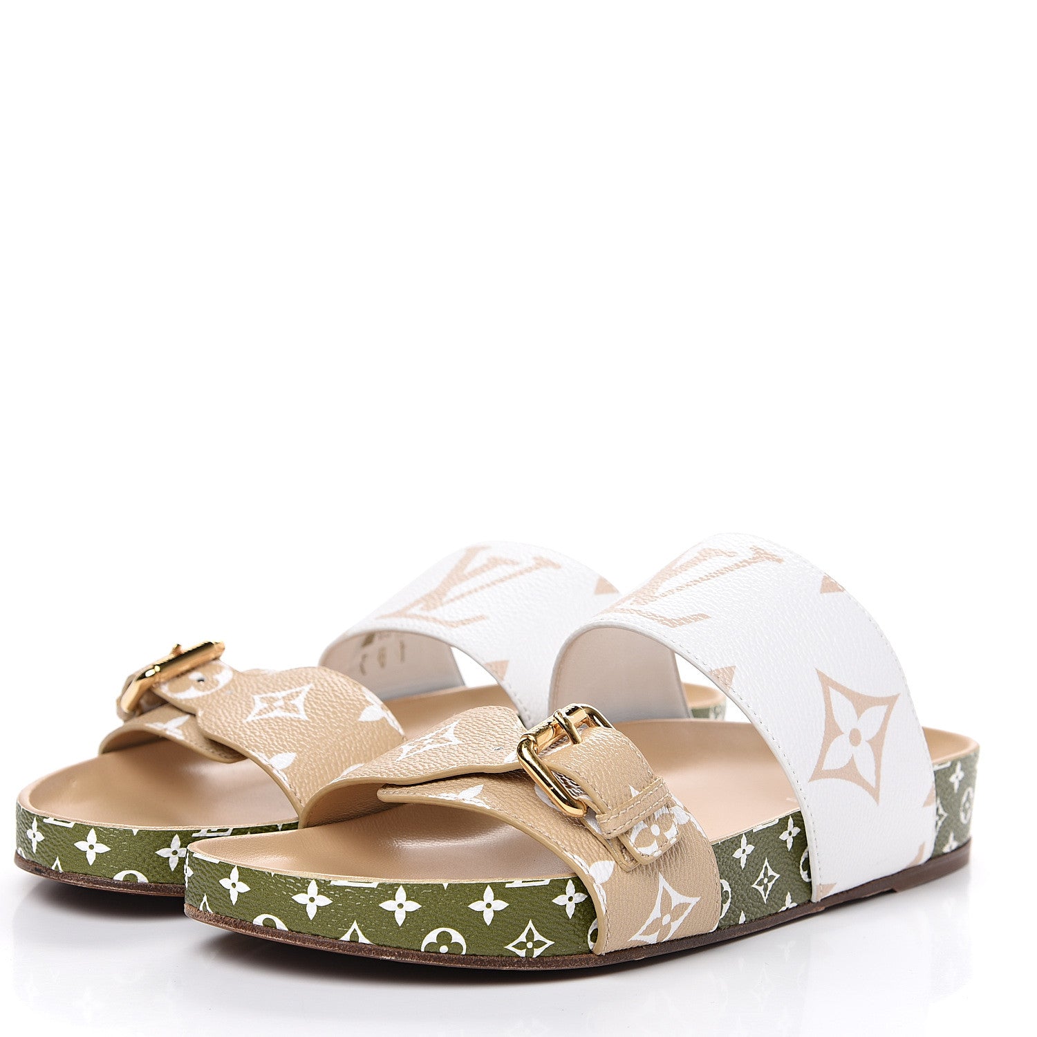 Louis Vuitton Monogram Giant Bom Dia Flat Mule Sandals 38 White Moka 3 of 9