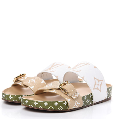 Louis Vuitton Monogram Giant Bom Dia Flat Mule Sandals 38 White Moka 3 of 9