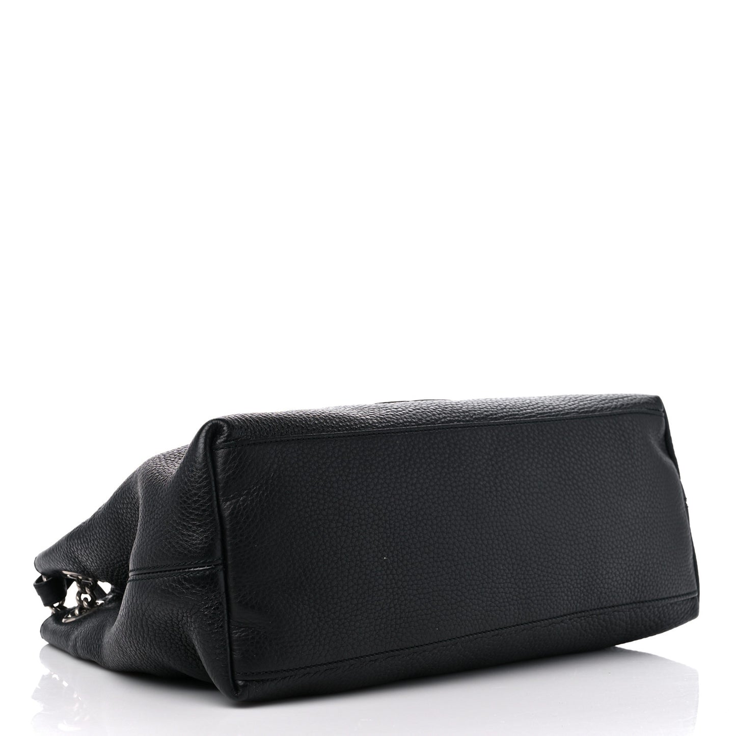 Pebbled Calfskin Studded Medium Soho Chain Shoulder Bag Black