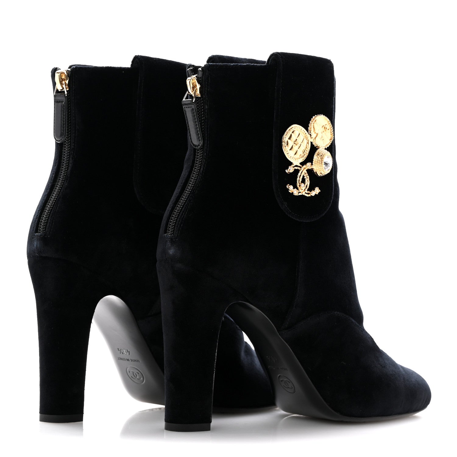 Chanel Velvet Short Boots 40.5 Black 5 of 9