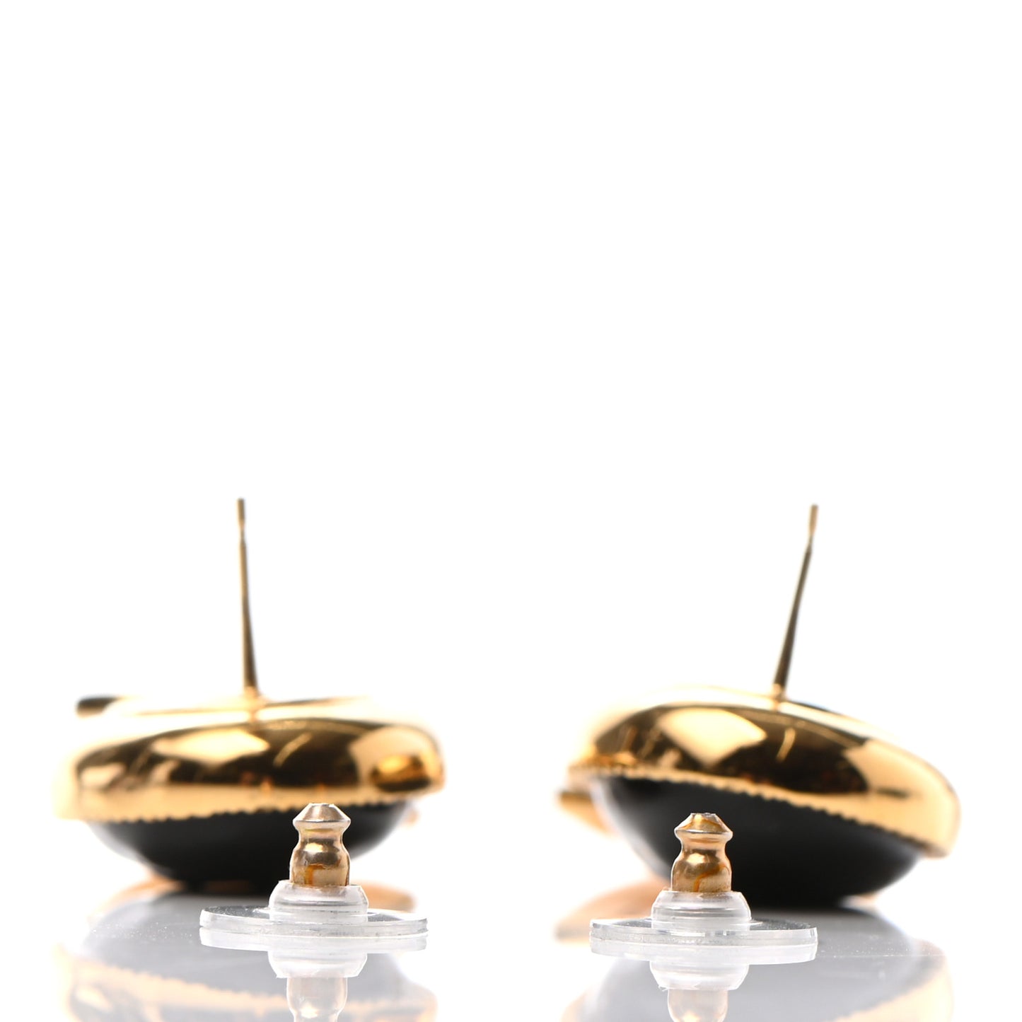 Resin Metal Obazine CC Drop Earrings Gold Black