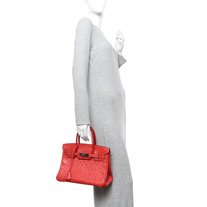 Hermes Ostrich Birkin 30 Rouge Vif 2 of 15