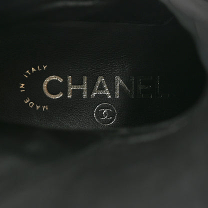 Chanel Calfskin Patent Cap Toe CC Lace Up Boots 38 Black 6 of 9