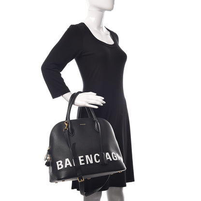 Balenciaga Signature Grained Calfskin Logo M Ville Top Handle Bag Black 2 of 12