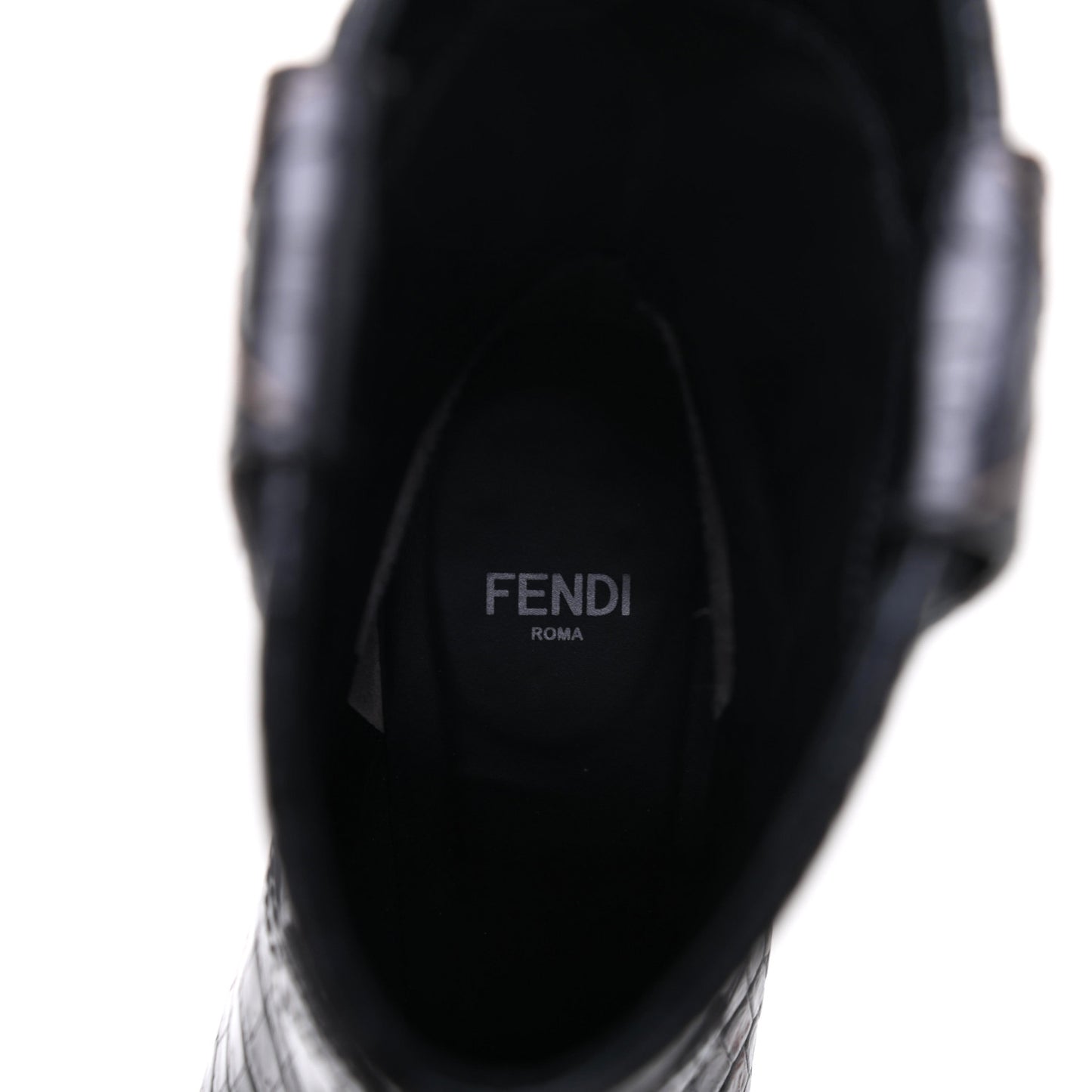 Calfskin Crocodile Embossed Cutwalk Ankle Boots 37 Black