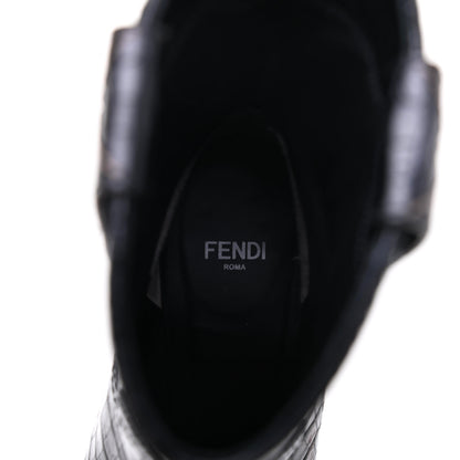 Fendi Calfskin Crocodile Embossed Cutwalk Ankle Boots 37 Black 7 of 15