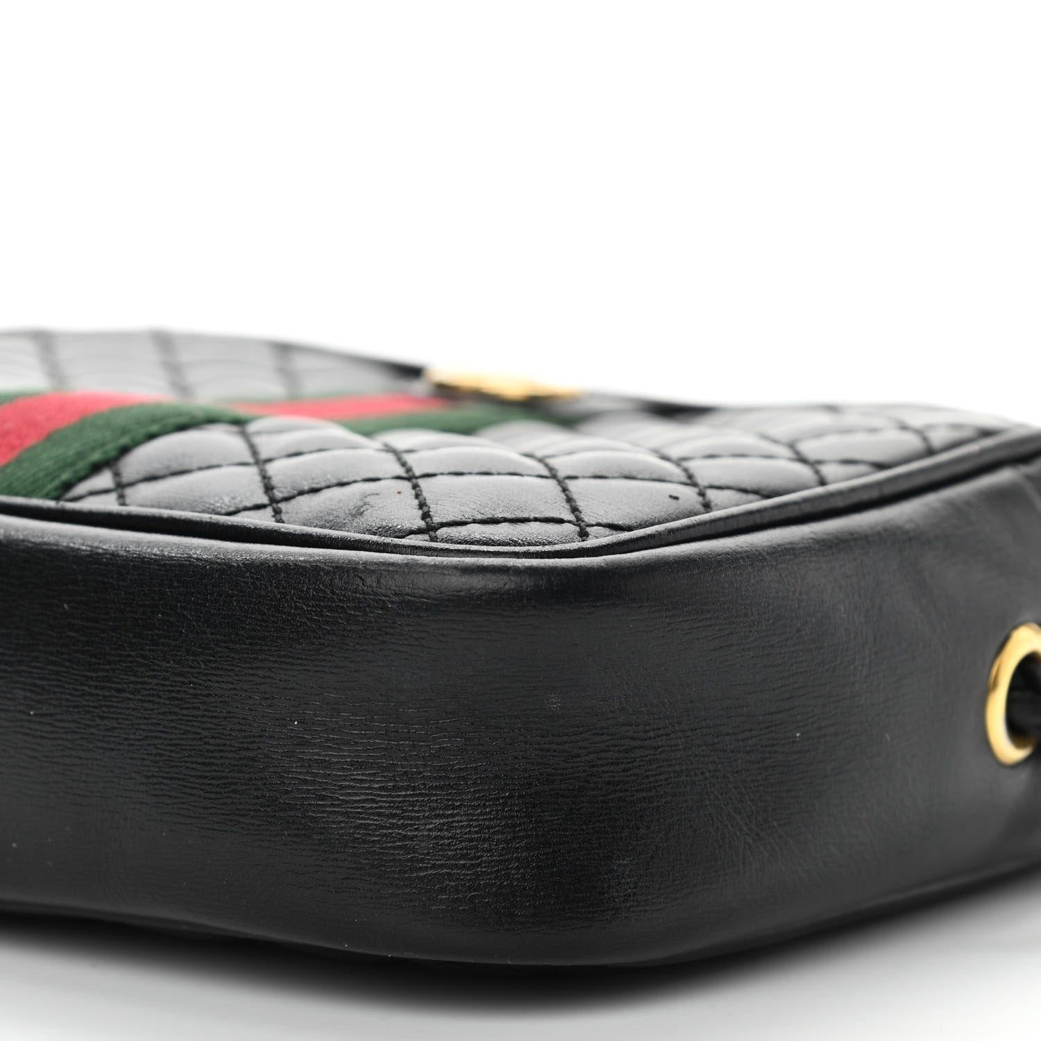 Gucci Calfskin Trapuntata Web Mini GG Shoulder Bag Black 9 of 13