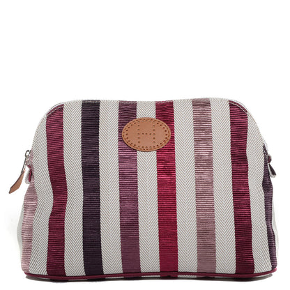 Hermes Cotton Viscose Striped Bolide Toiletry Case MM 1 of 9